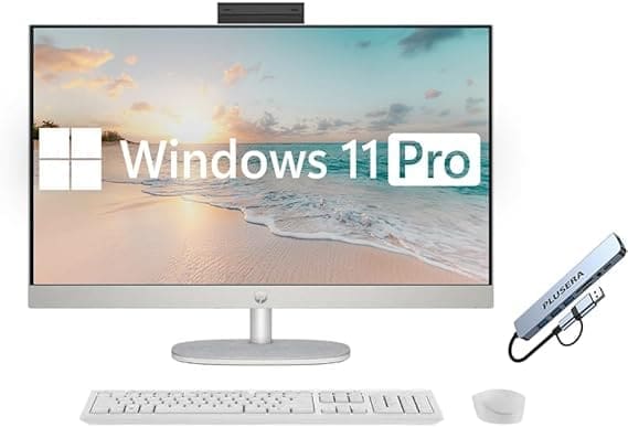 Side profile of the best HP computer 2025 with slim white design
