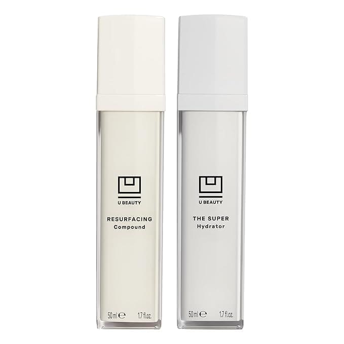 U Beauty skincare set with Resurfacing Compound and SUPER Hydrator bottles
