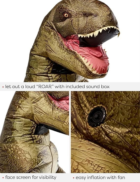 Group wearing Jurassic Inflatable Costumes at Halloween