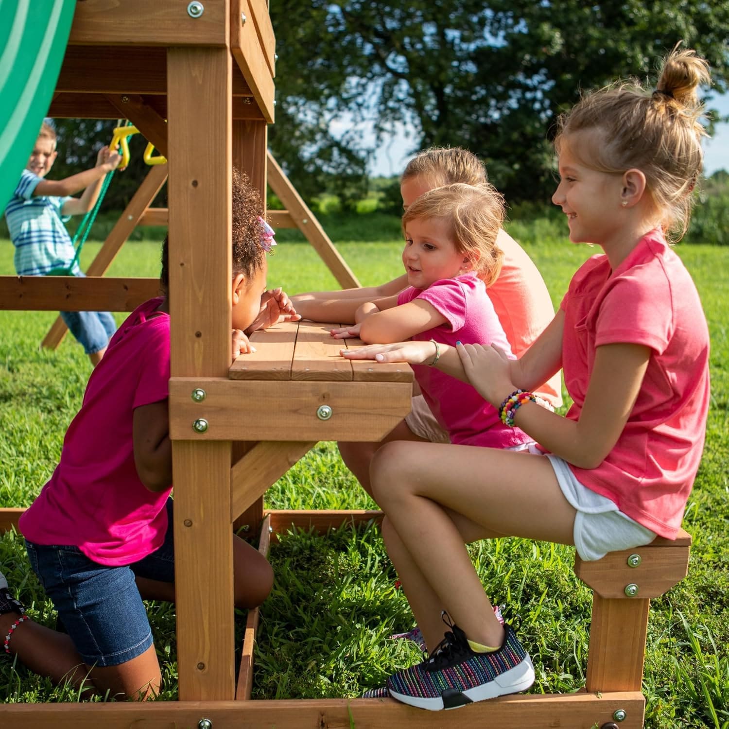 Cedar Wood Outdoor Playset for Kids 2025