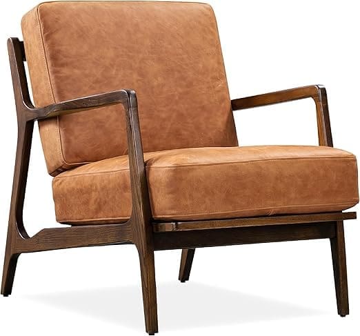POLY & BARK Verity Leather Accent Chair in Cognac Tan